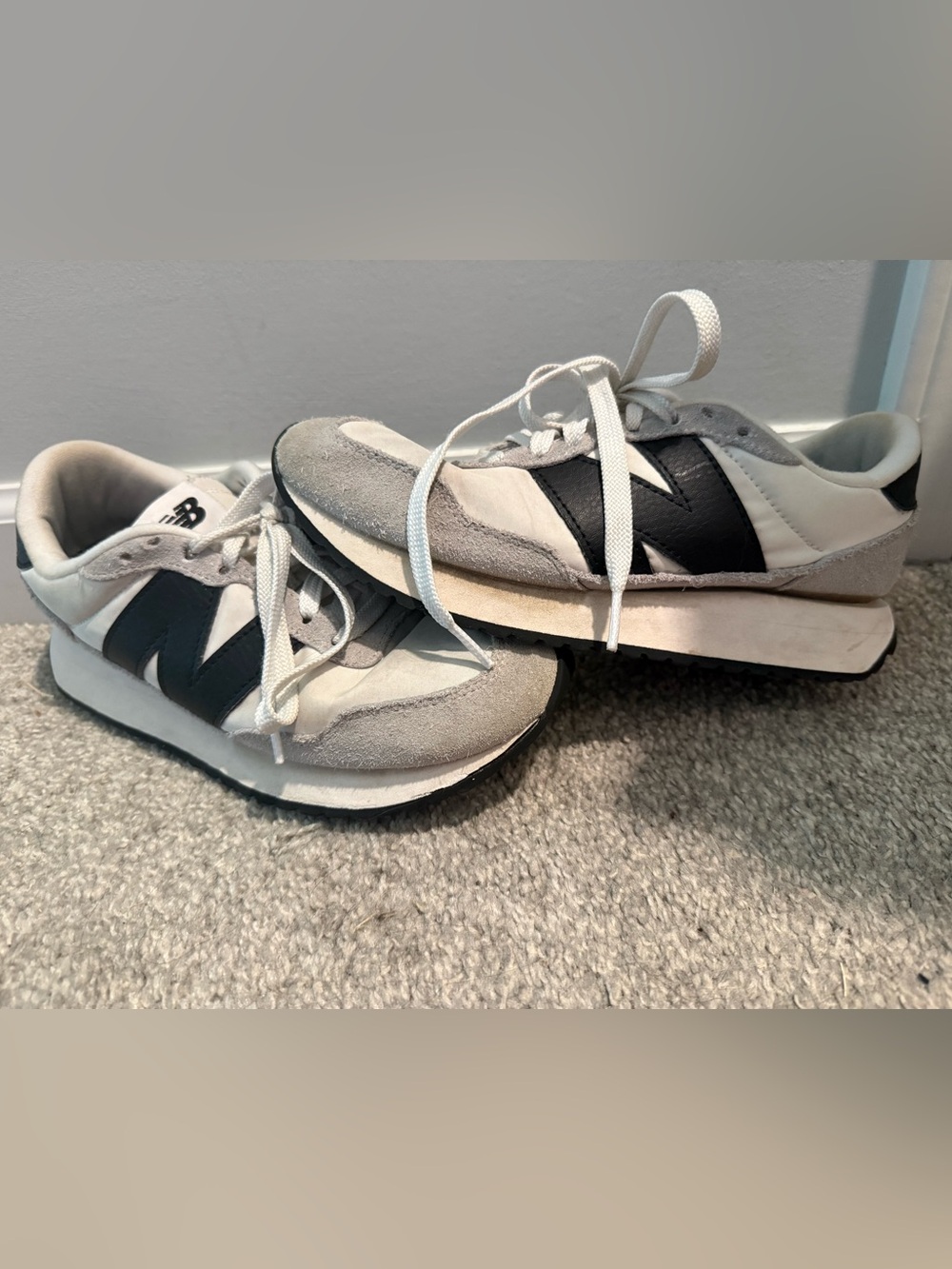 New Balance Kids White, Gray & Black Retro Style Sneakers